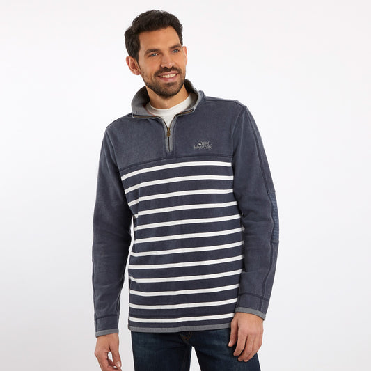 Pemberton 1/4 Zip Striped Pique Sweatshirt