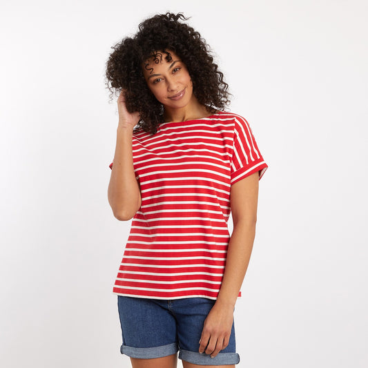 Esha Striped Jersey T-Shirt Radical Red