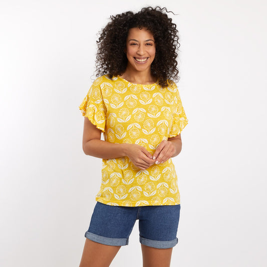 Hazel Patterned Jersey T-Shirt Sunshine Yellow