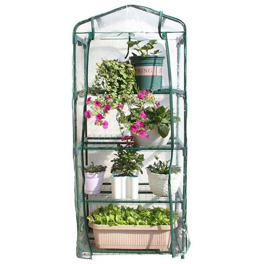 Mini film greenhouse with 4 shelves