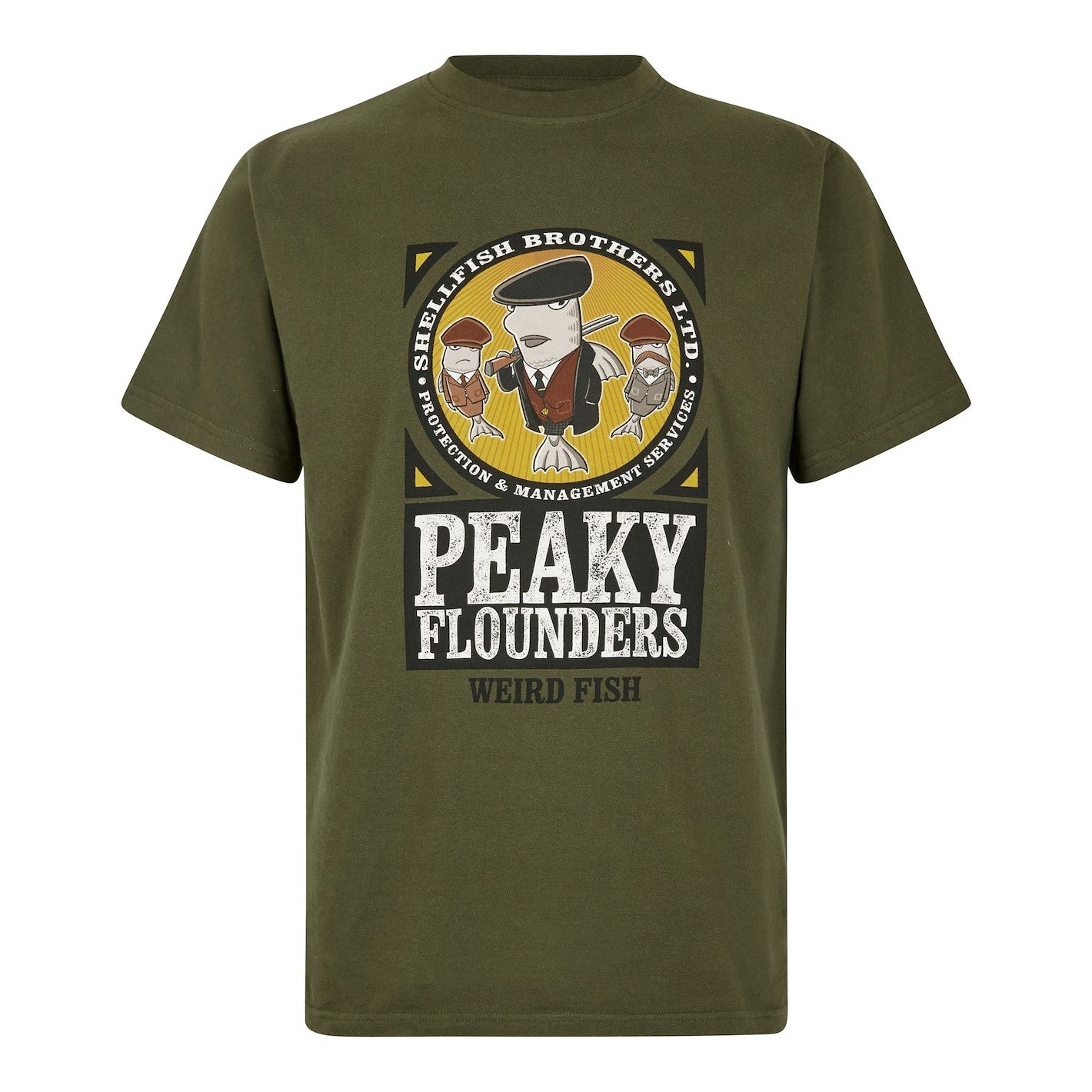 Peaky Flounders Artist T-Shirt Dark Olive