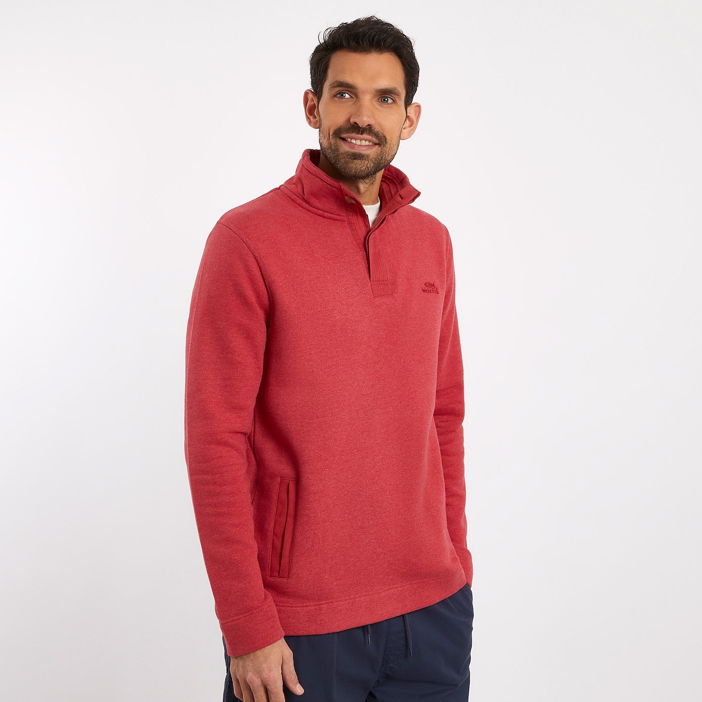 Folk Button Neck Sweatshirt Chilli Pepper