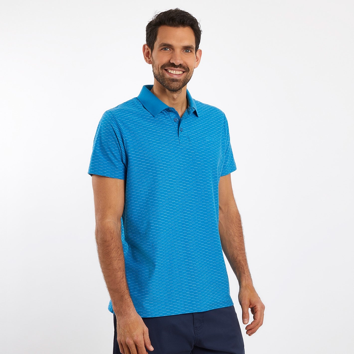 Rydal Striped Jacquard Polo Shirt Blue Wash